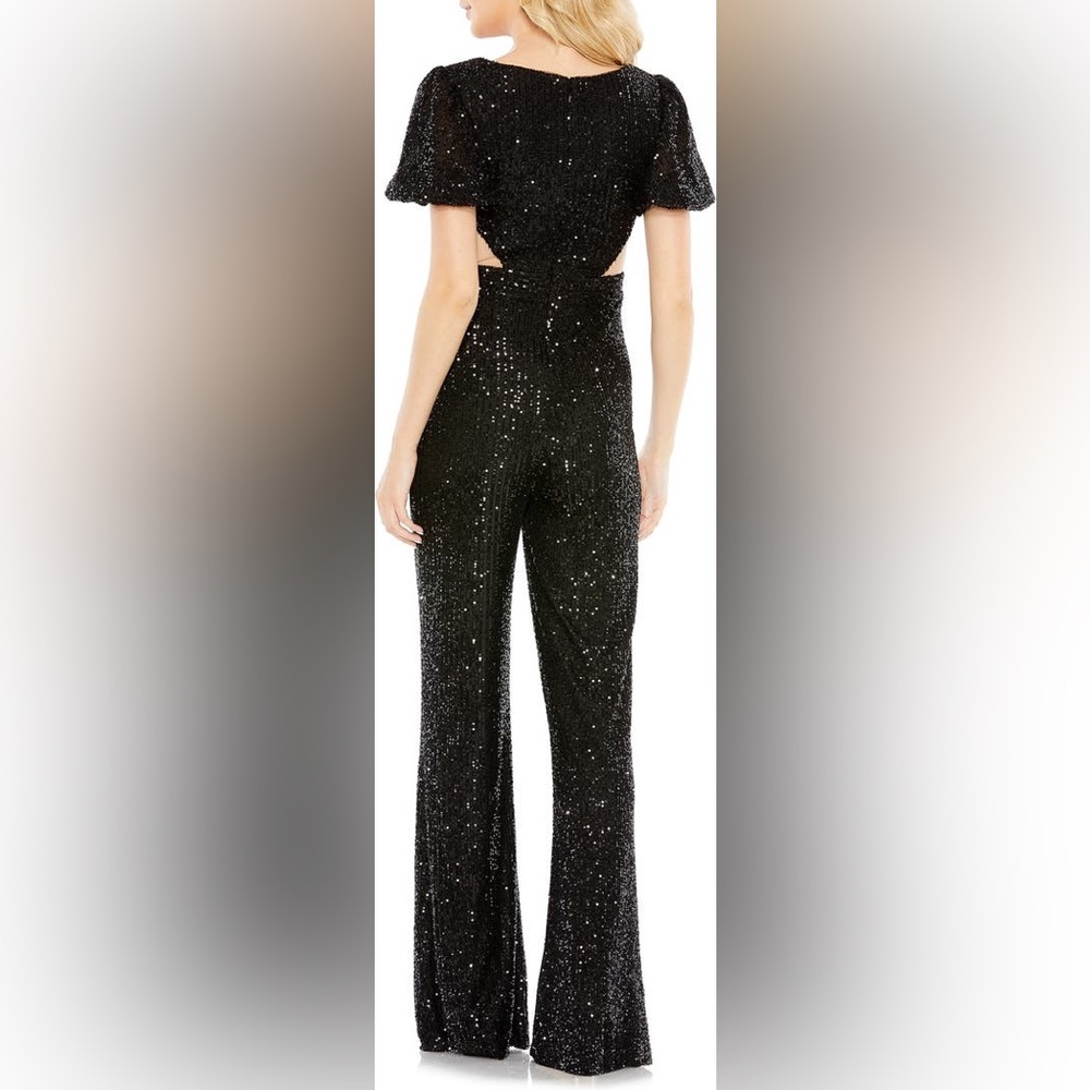 MAC DUGGAL Sequin Cutout Wide Leg Jumpsuit in Blush Size US 0 - Picture 2 of 8